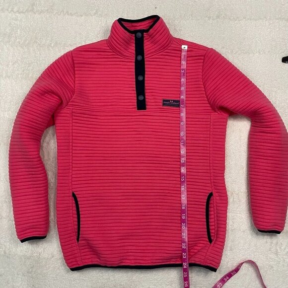 Simply Southern Ribbed Pullover Small Pink Button Collar Sweatshirt Jacket - Picture 5 of 8
